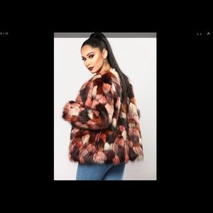 Multicolored faux fur jacket